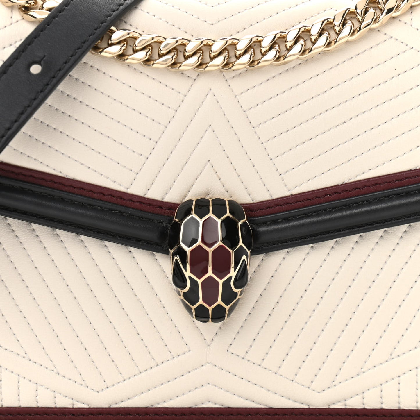 Quilted Nappa Smooth Calfskin Serpenti Forever Diamond Blast Shoulder Bag Ivory