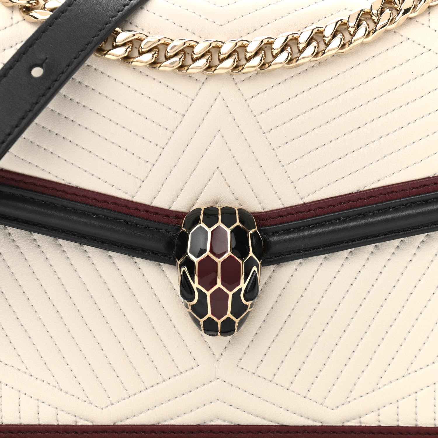 Bulgari Quilted Nappa Smooth Calfskin Serpenti Forever Diamond Blast Shoulder Bag Ivory 7 of 9
