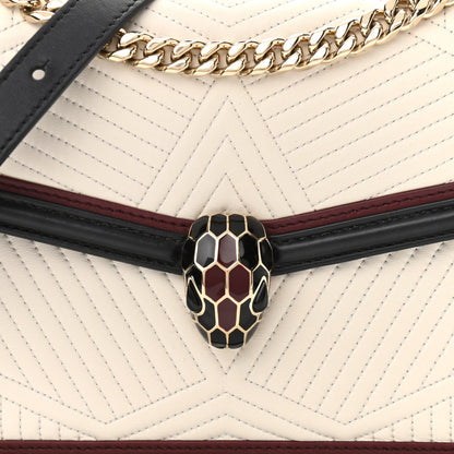 Bulgari Quilted Nappa Smooth Calfskin Serpenti Forever Diamond Blast Shoulder Bag Ivory 7 of 9