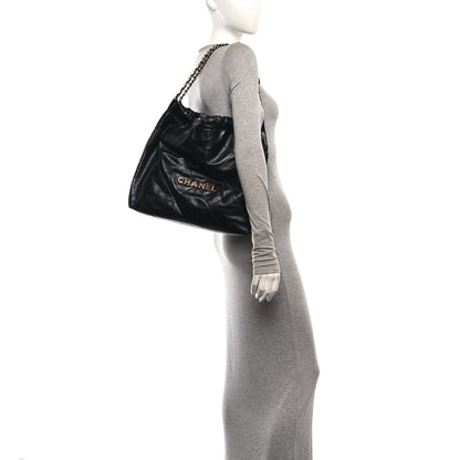 Chanel Shiny Calfskin Quilted Chanel 22 Black 2 of 10