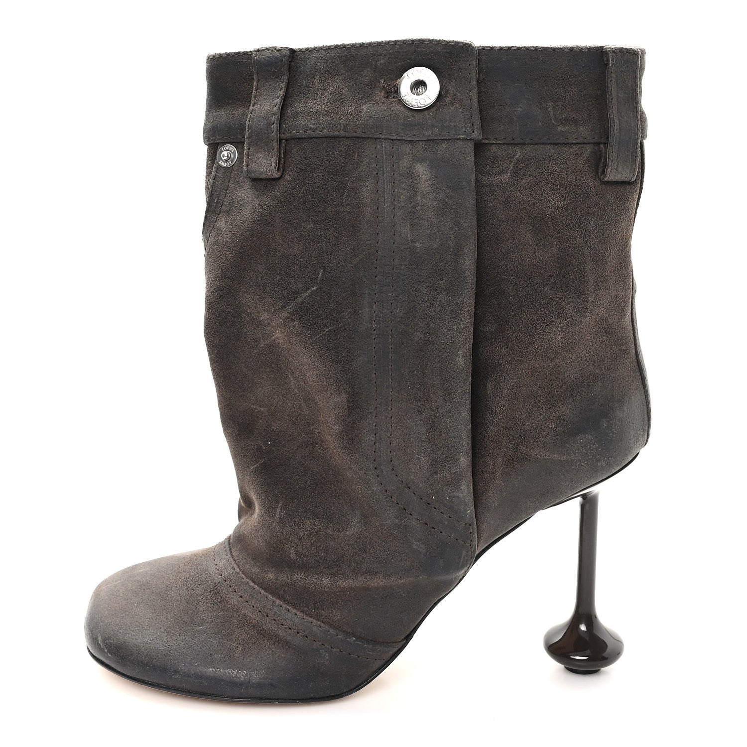 Loewe Waxed Suede Toy Ankle Boots 40 Brown 1 of 8