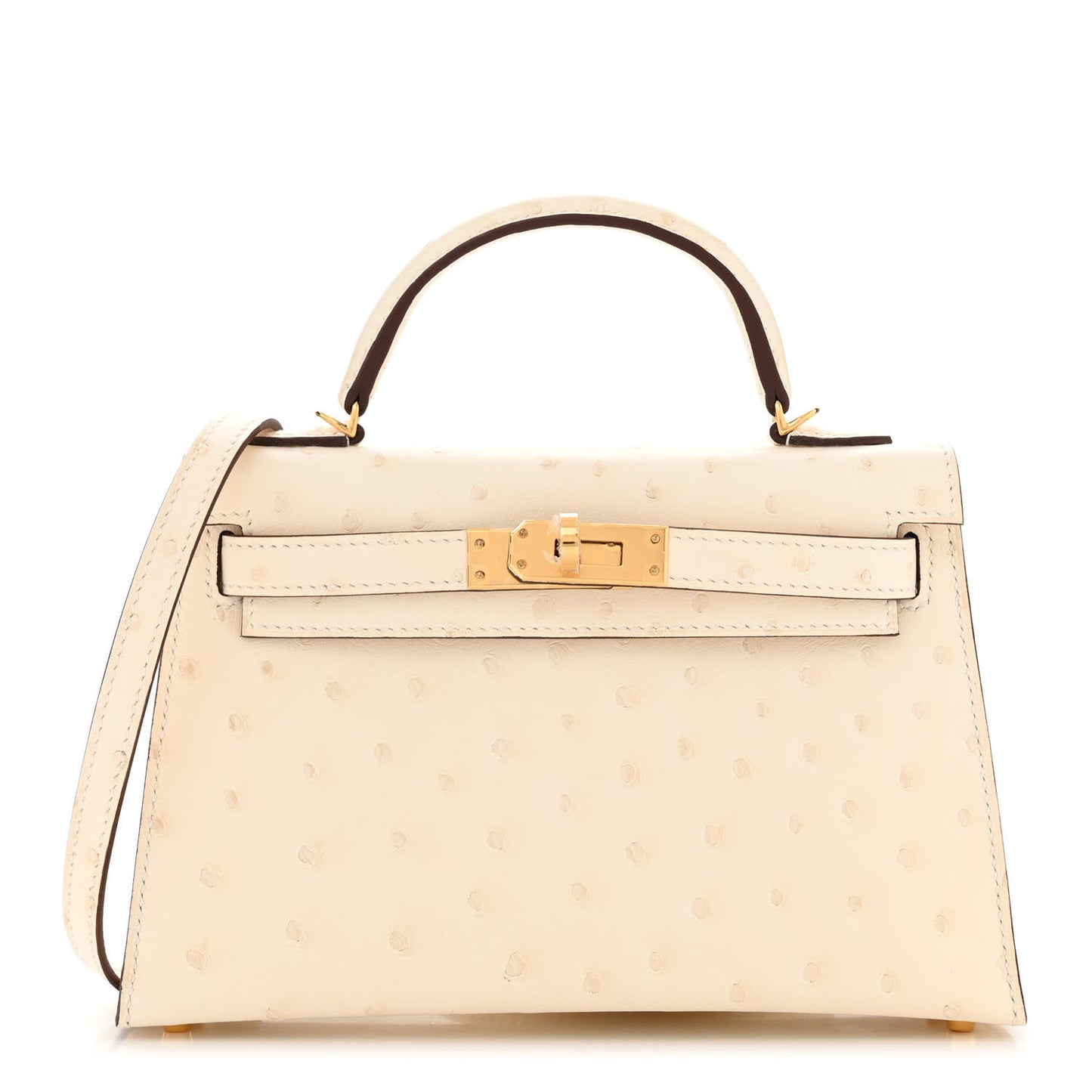 Ostrich Kelly Sellier Mini 20 Nata