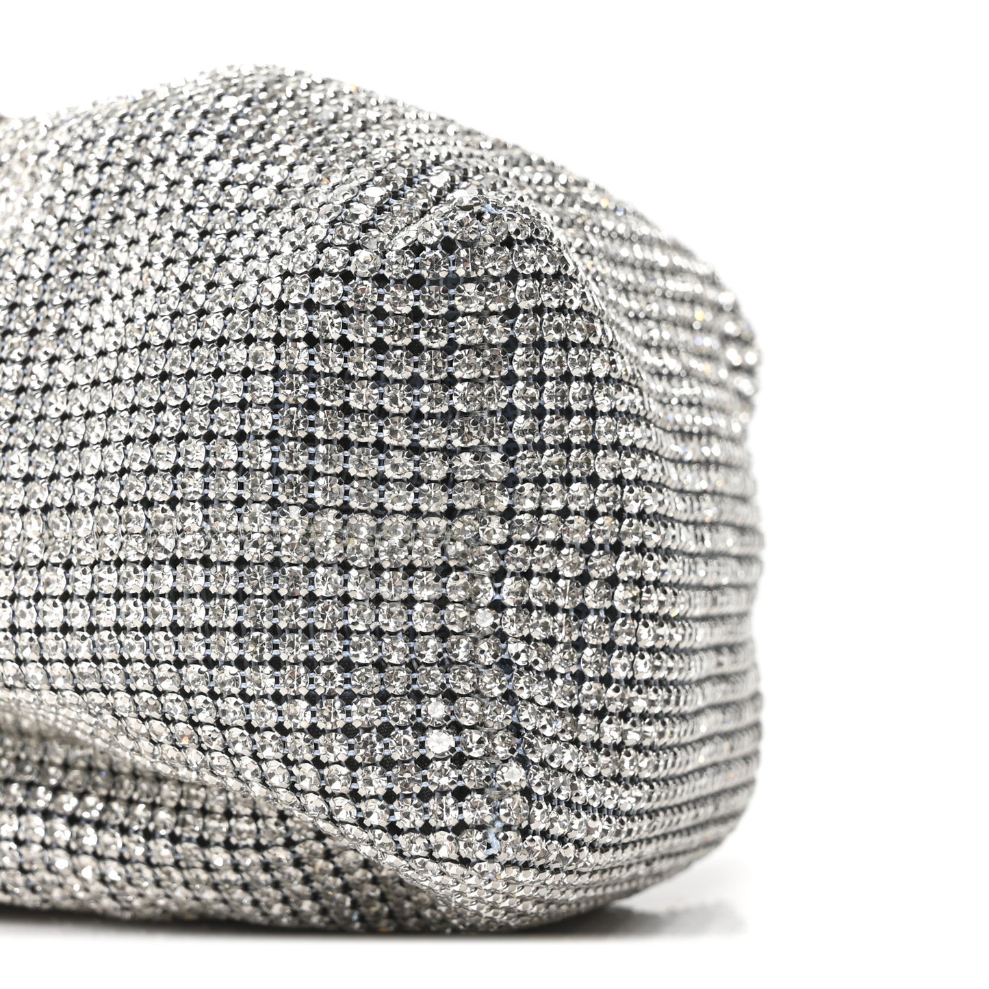 Satin Crystal Embellished Micro Bon Bon Bag Silver