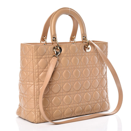 Christian Dior Lambskin Cannage Large Lady Dior Beige 3 of 15