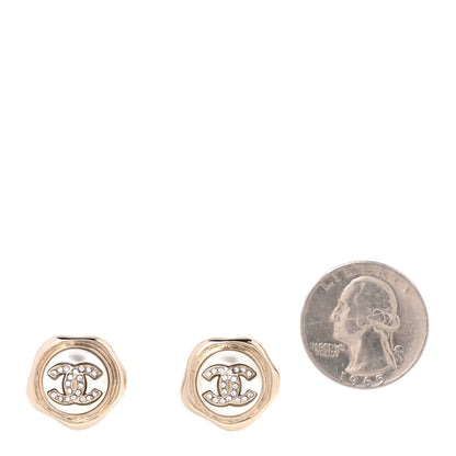 Chanel Metal Resin Crystal CC Earrings Gold 2 of 5