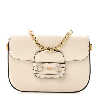 Gucci Azalea Calfskin Mini Crystal Horsebit 1955 Shoulder Bag Mystic White 1 of 10