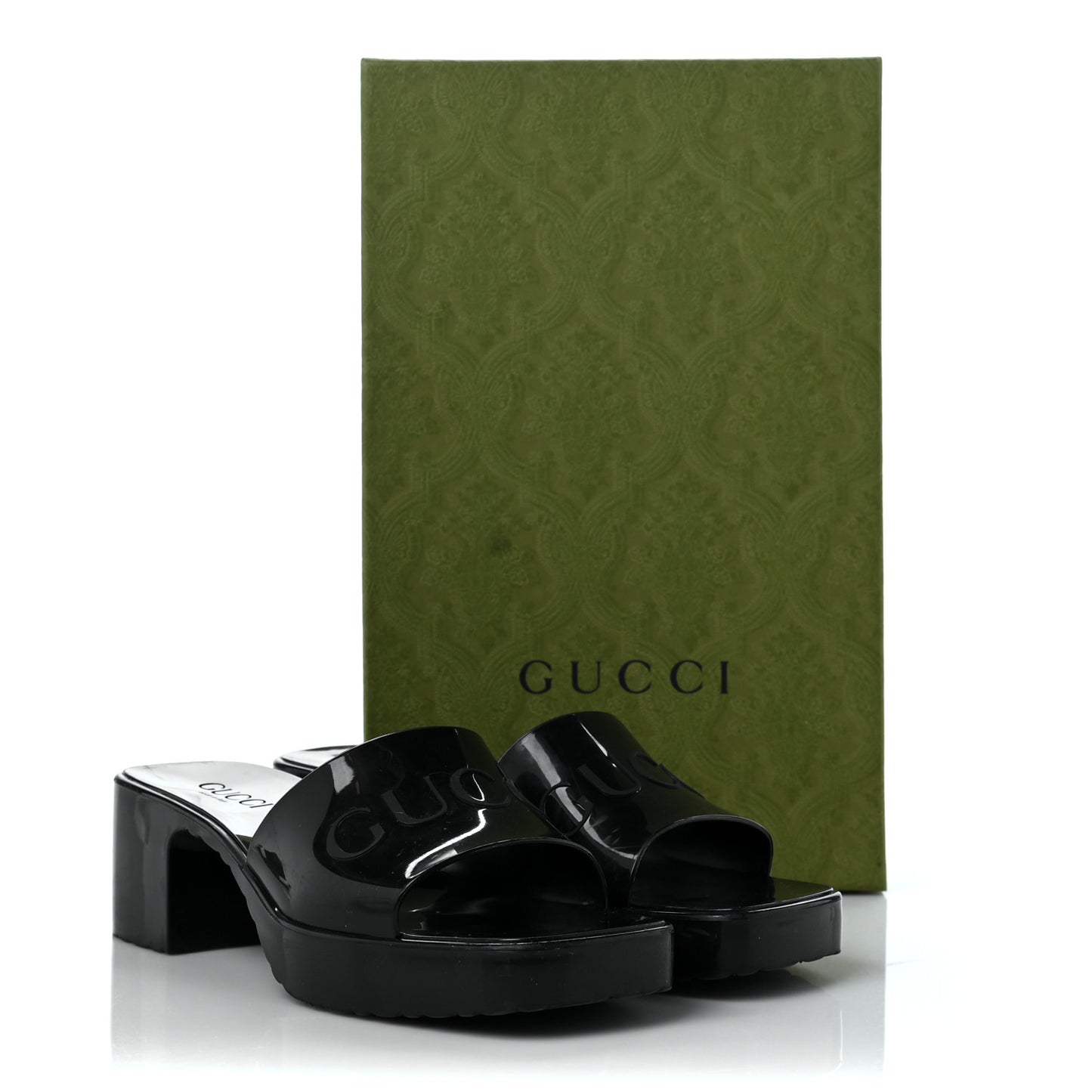 Rubber Gucci Logo Womens Platform 20/60mm Slide Sandals 37 Black