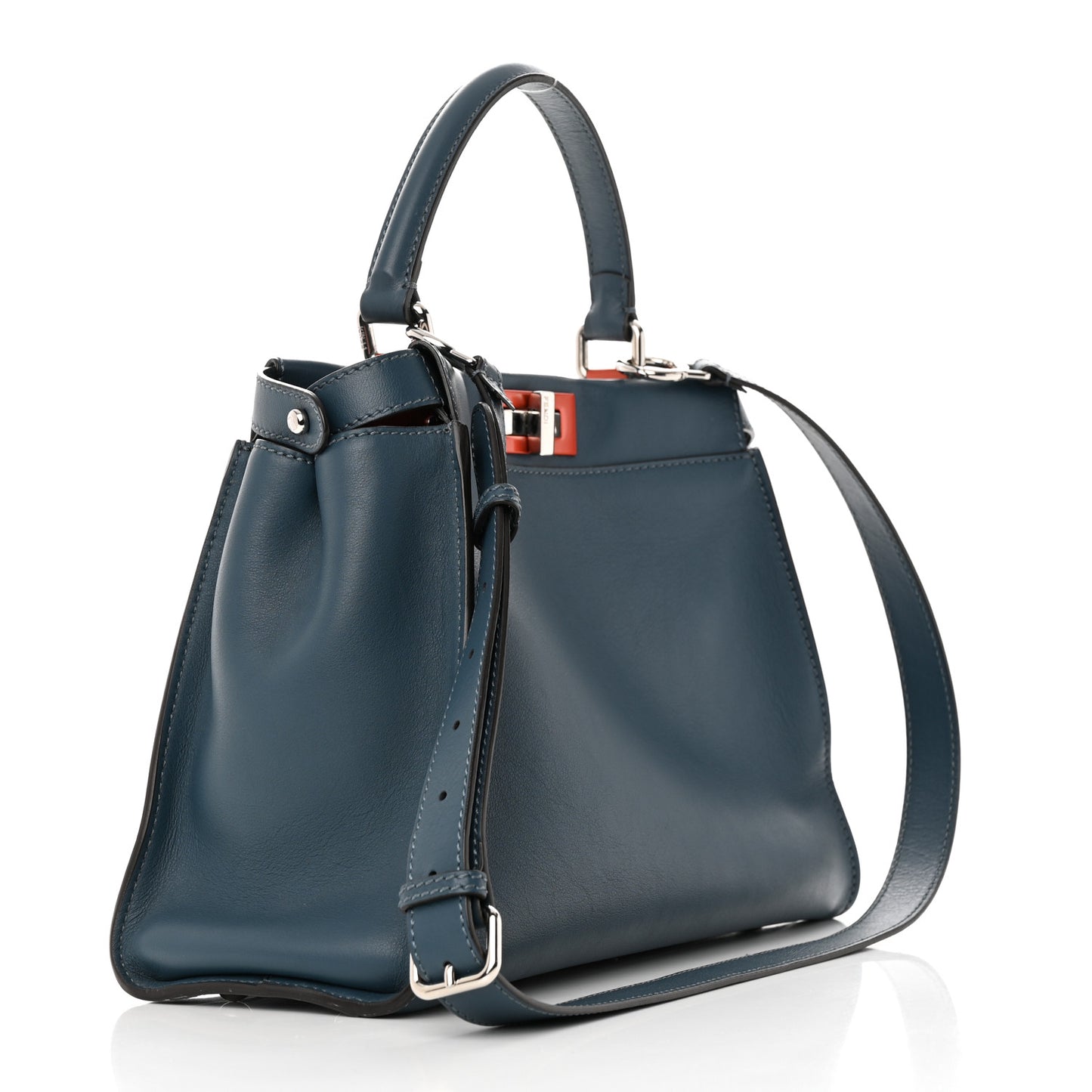 Vitello Seta Shiny Nappa Medium Peekaboo Iconic Satchel Blue Pink
