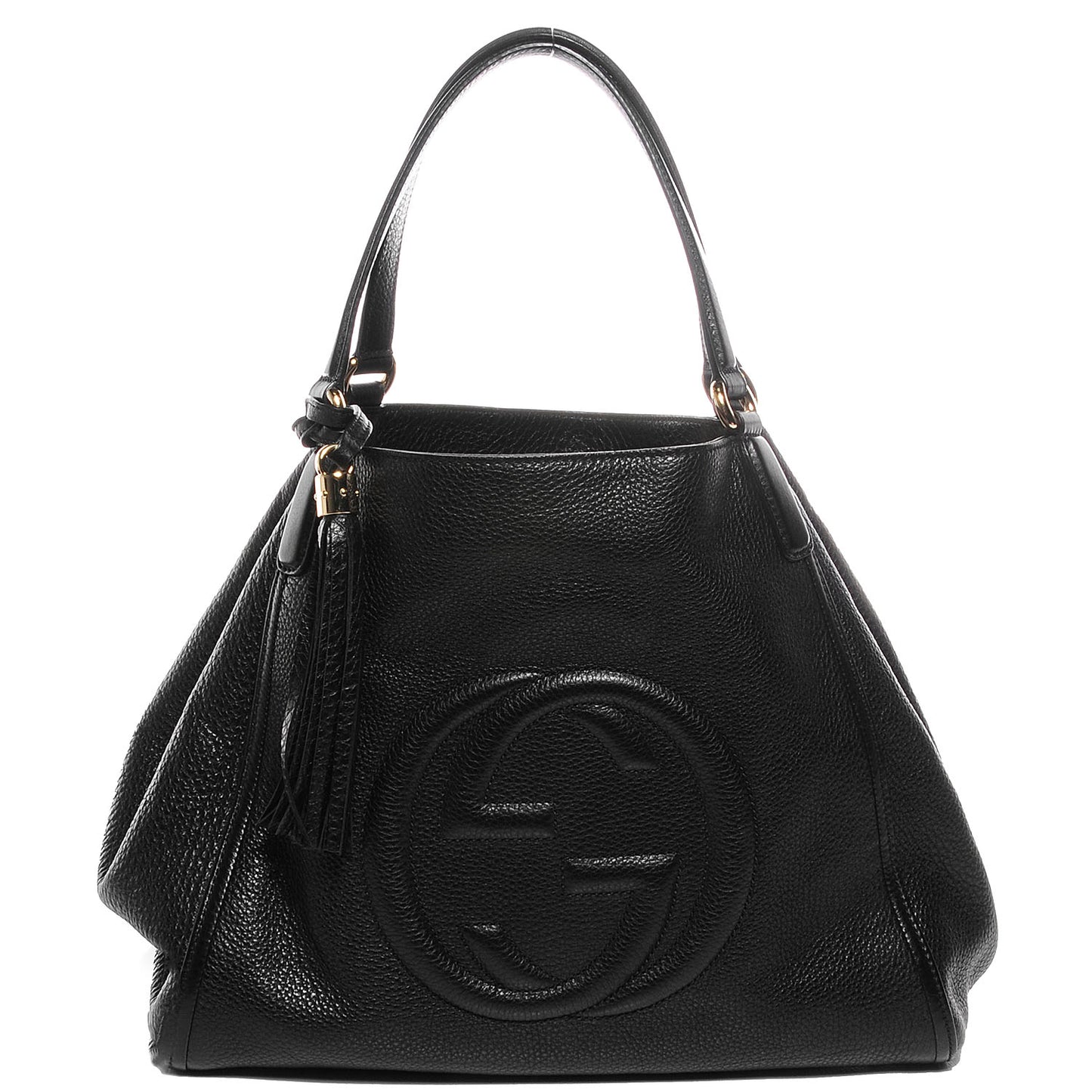 Pebbled Calfskin Medium Soho Shoulder Bag Black