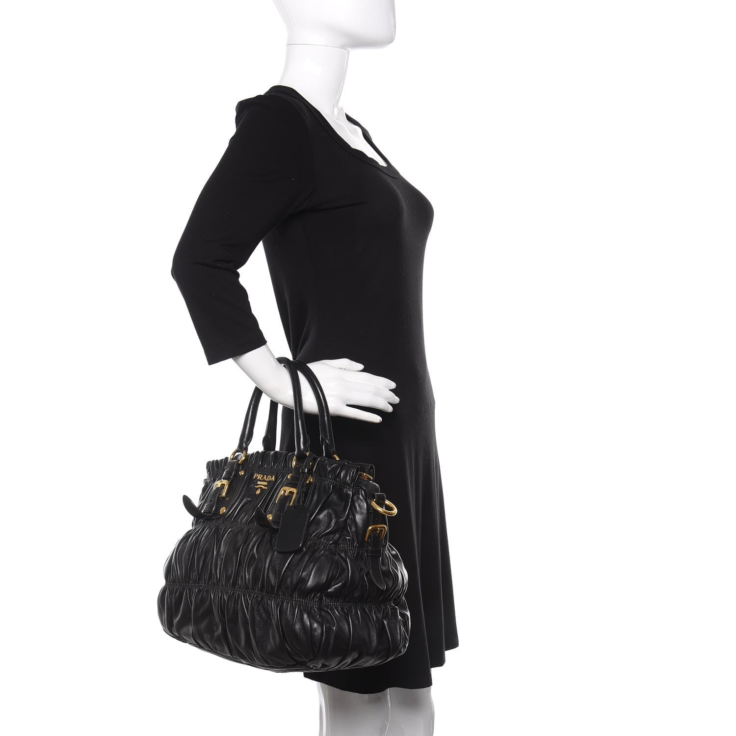 Prada Nappa Gaufre Tote Black 2 of 9