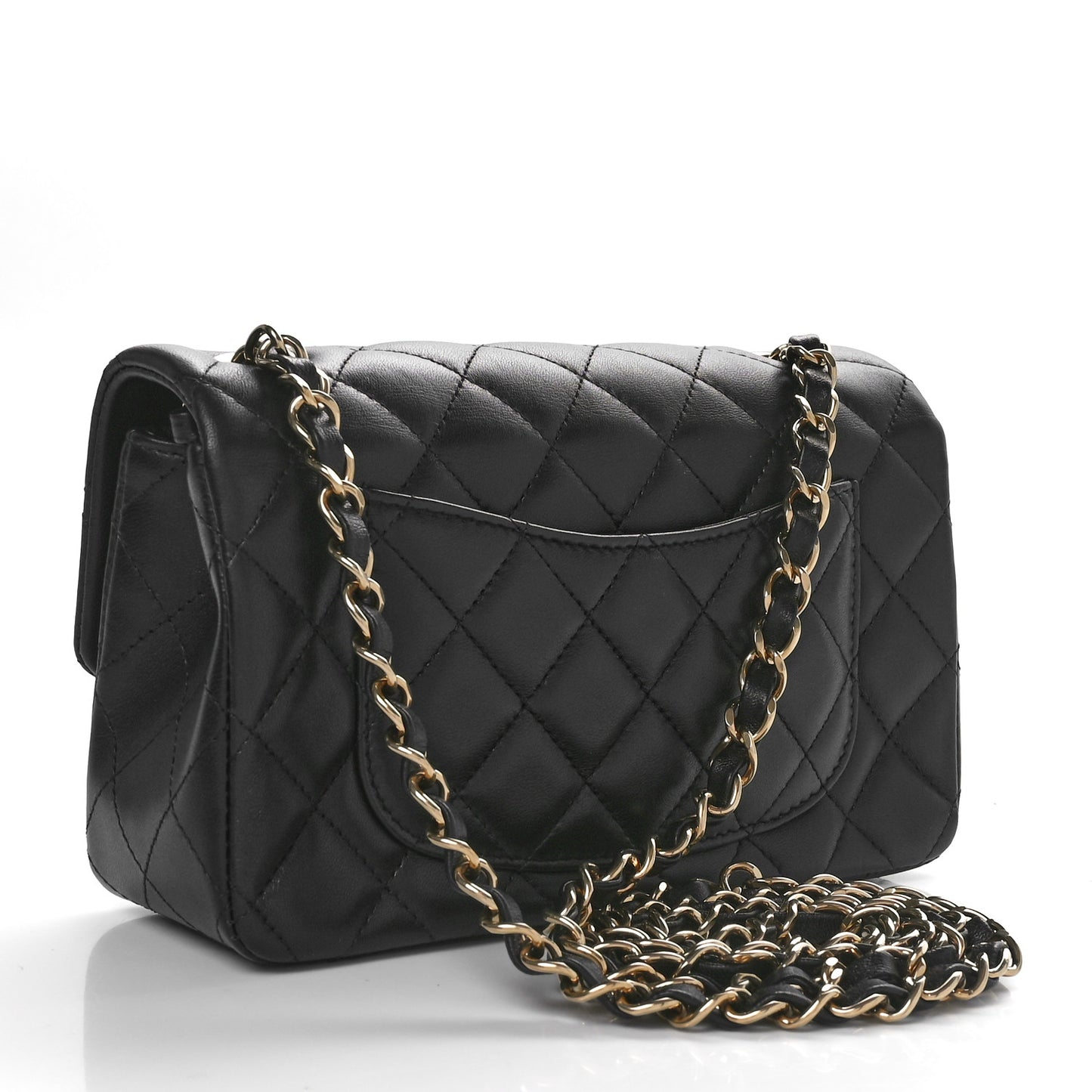 Lambskin Quilted Mini Rectangular Flap Black