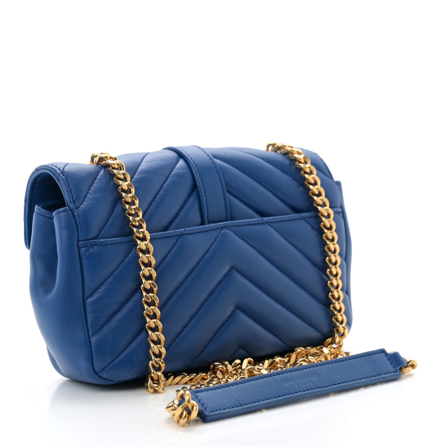 Saint Laurent Sheepskin Matelasse Chevron Monogram Classic Baby Chain Bag Blue Majorelle 3 of 11