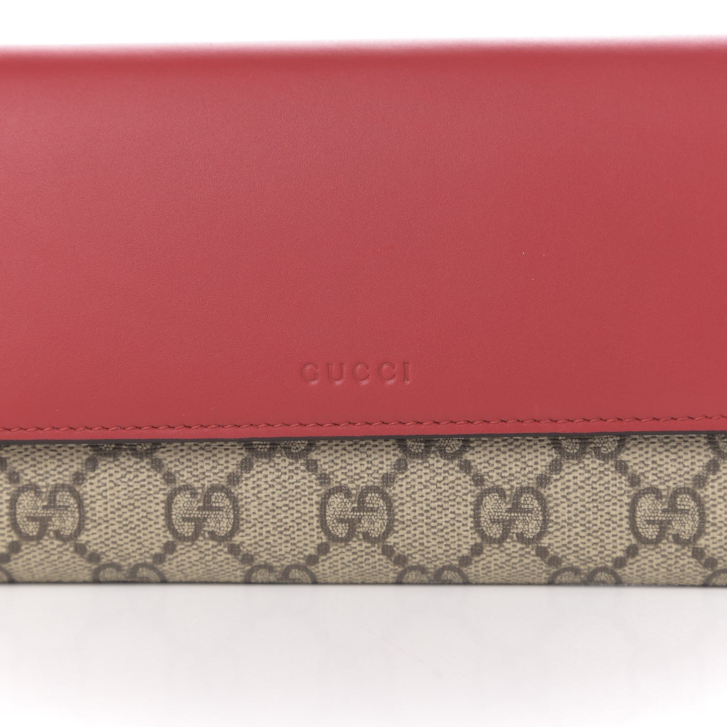 GG Supreme Monogram Calfskin Continental Wallet Beige Ebony Hibiscus Red New Rosette