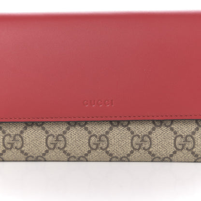 Gucci GG Supreme Monogram Calfskin Continental Wallet Beige Ebony Hibiscus Red New Rosette 7 of 7