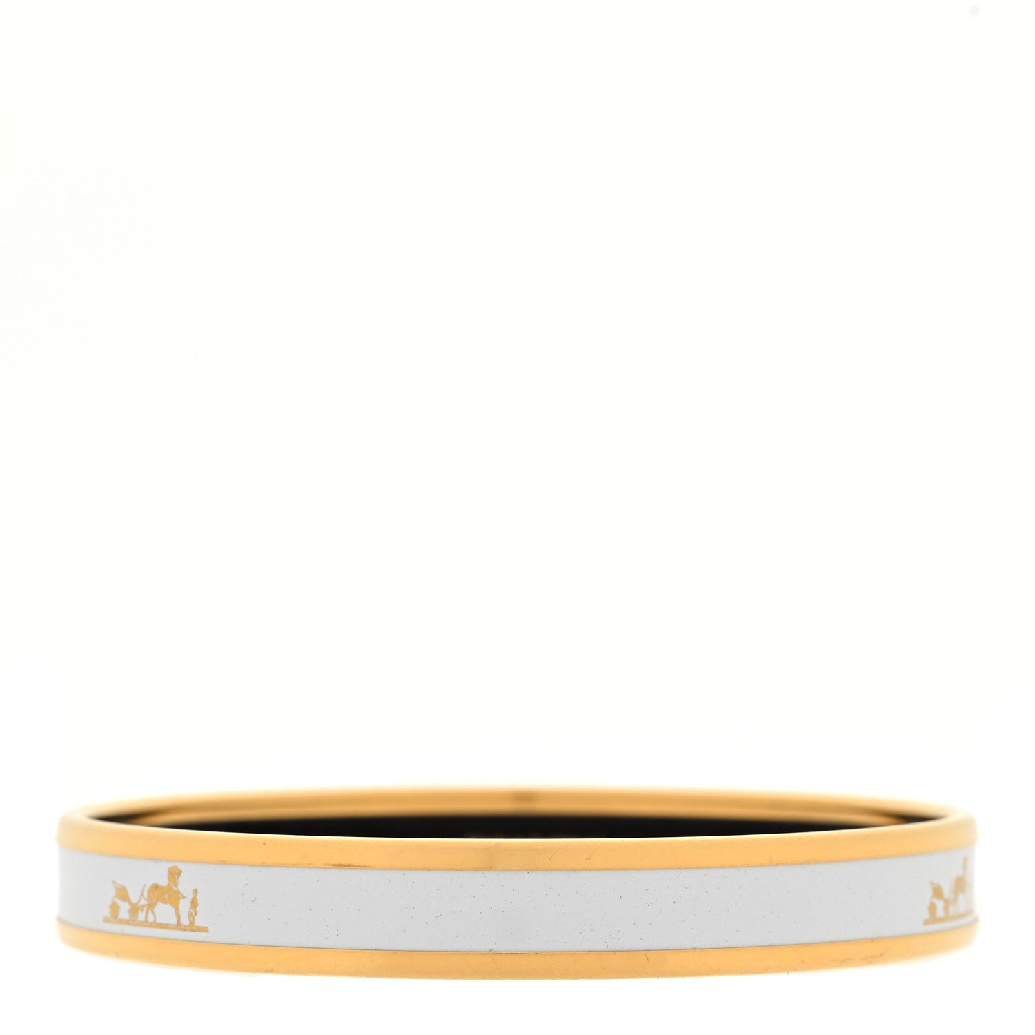 Hermes Enamel Printed Narrow Caleche Bracelet 70 White 3 of 6