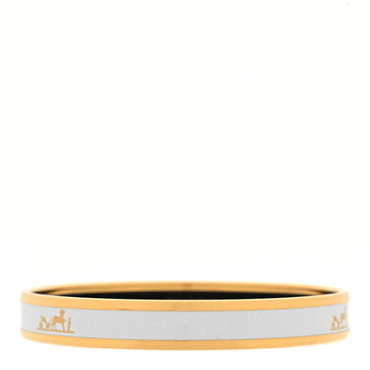 Hermes Enamel Printed Narrow Caleche Bracelet 70 White 3 of 6