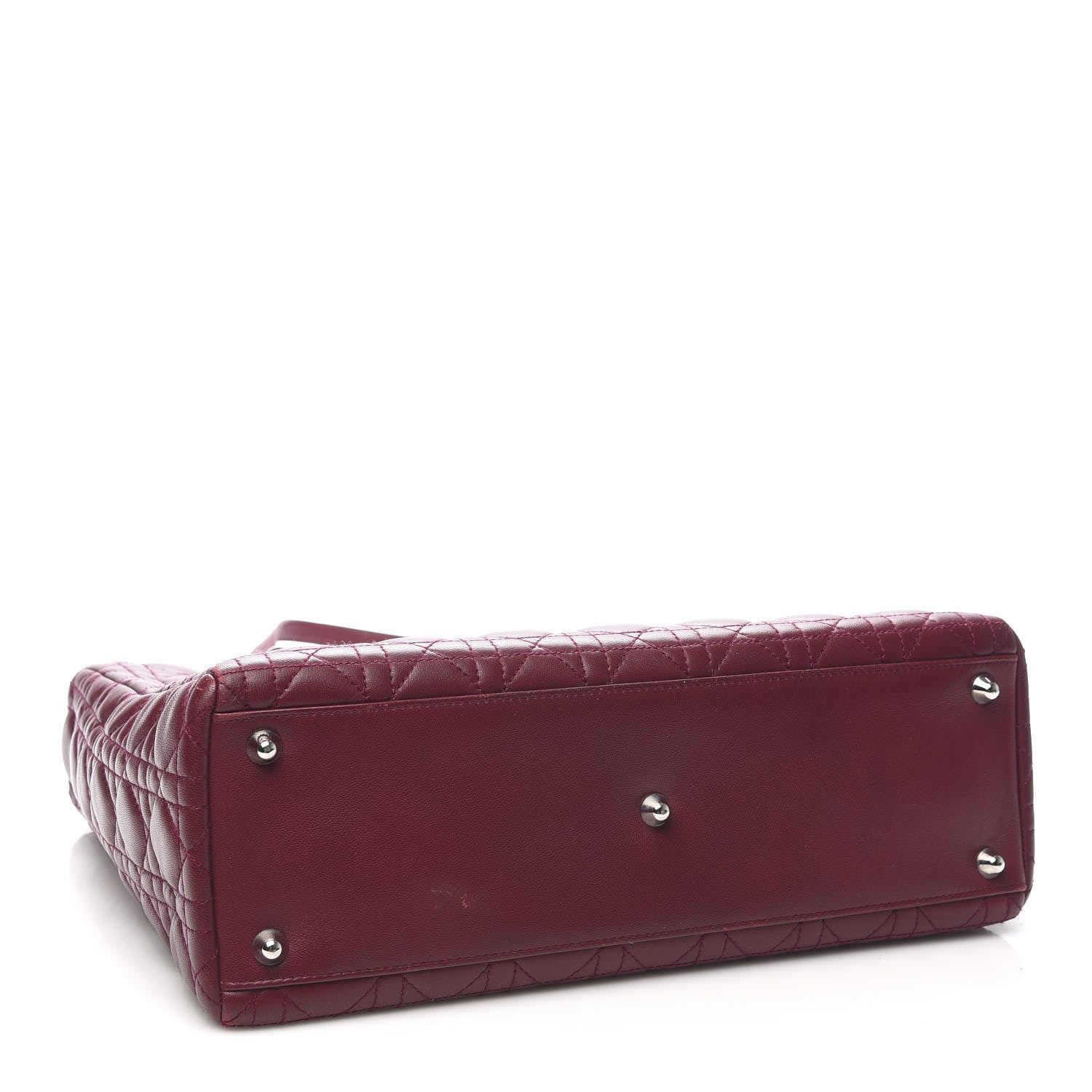 Christian Dior Lambskin Cannage Large Lady Dior Burgundy 4 of 13