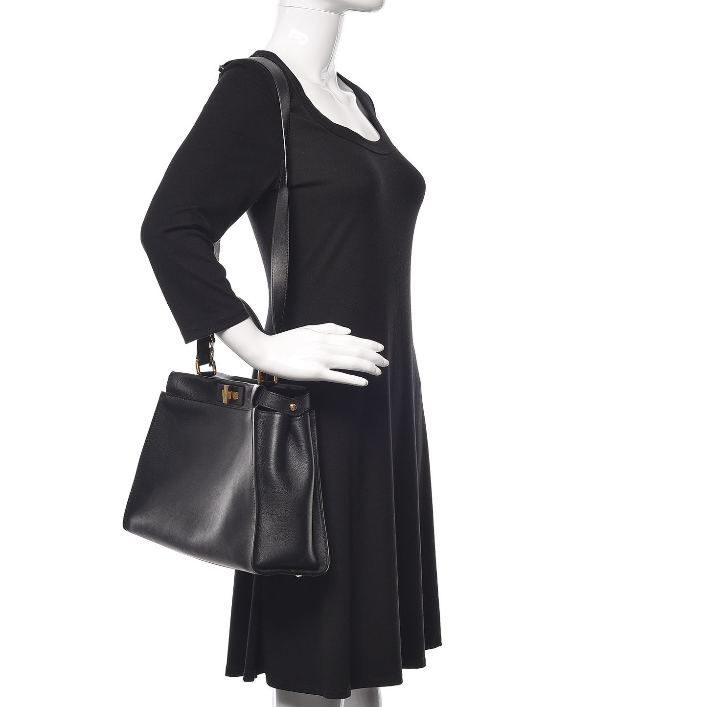 Vitello Seta Shiny Nappa Medium Peekaboo Iconic Satchel Black