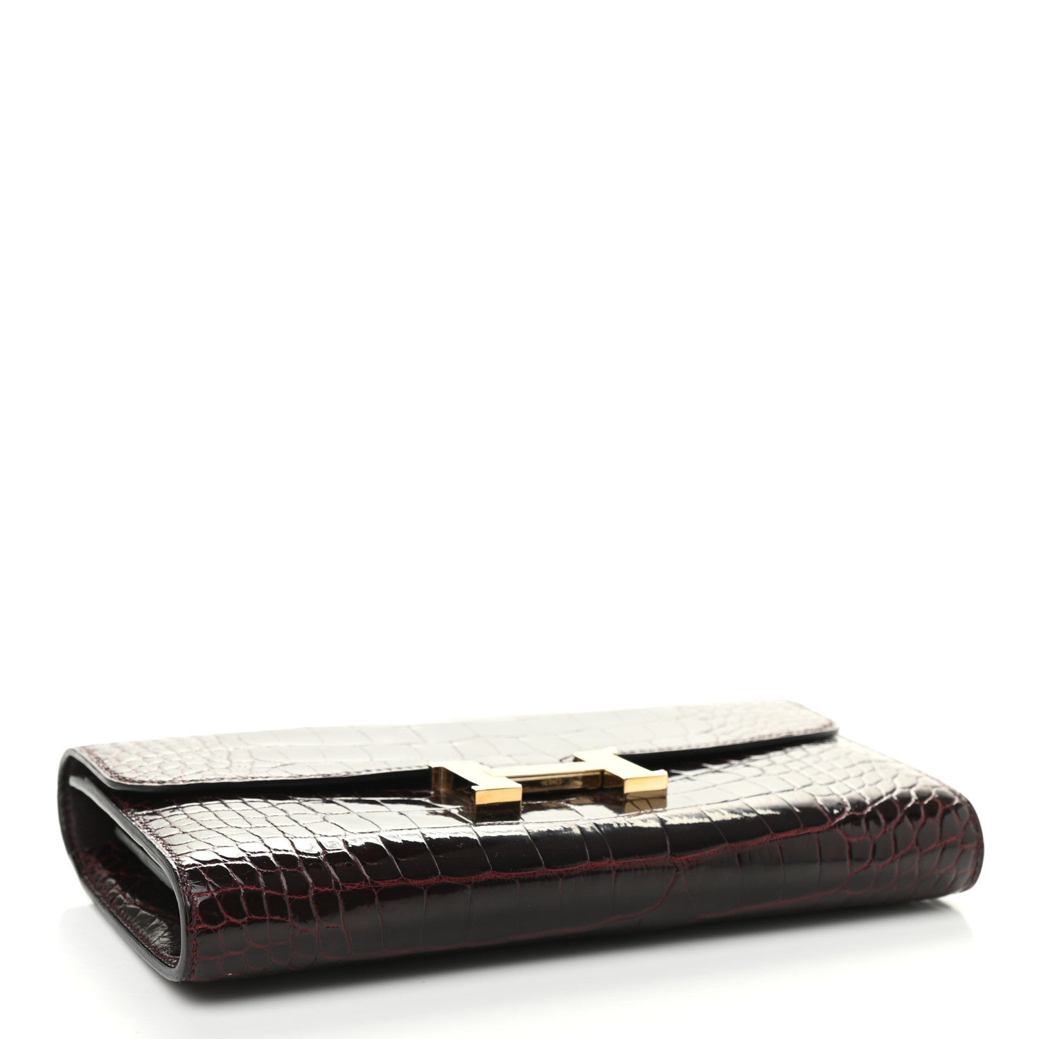 Hermes Shiny Alligator Constance Long Wallet Bordeaux 3 of 12