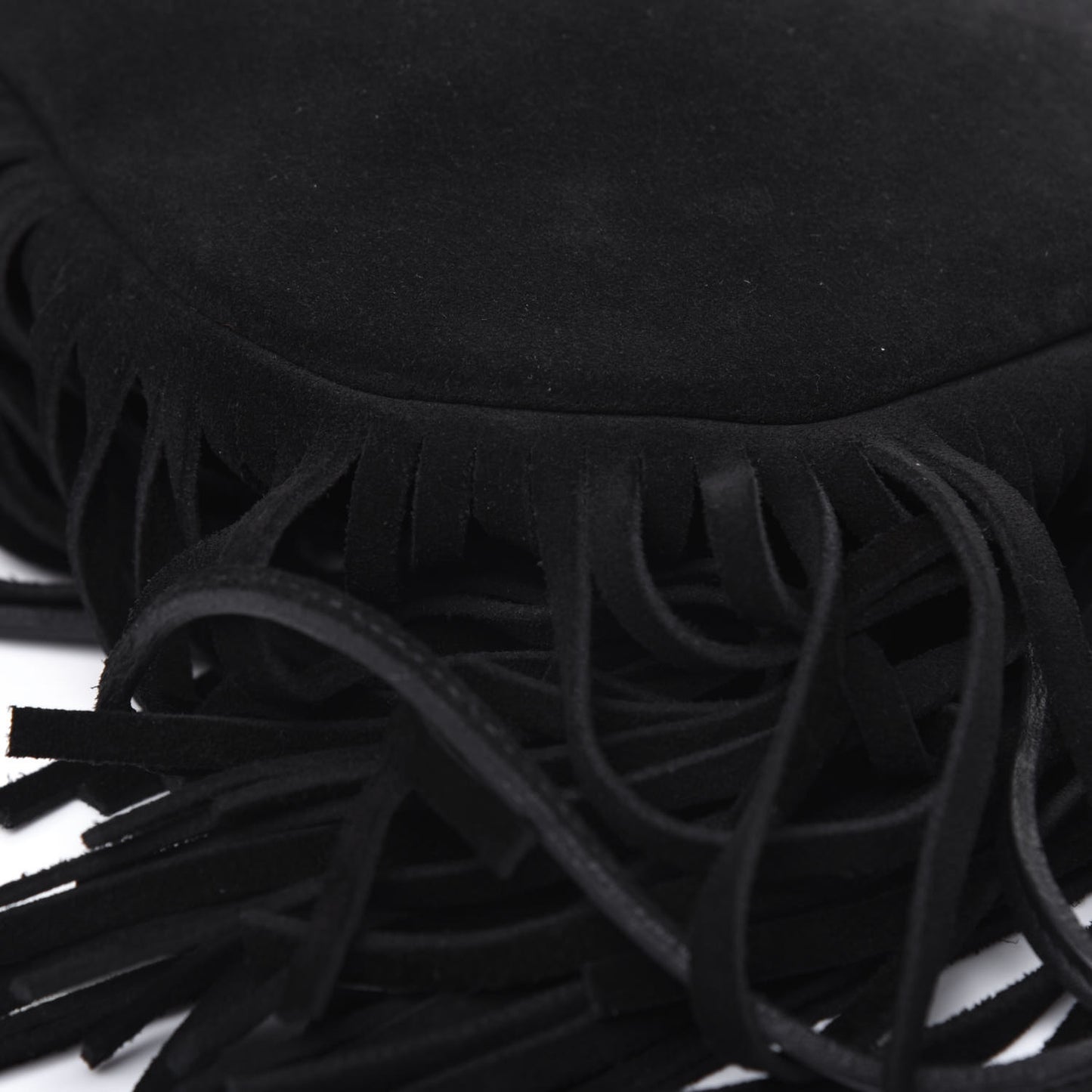 Suede Fringe Flat Anita Crossbody Bag Black
