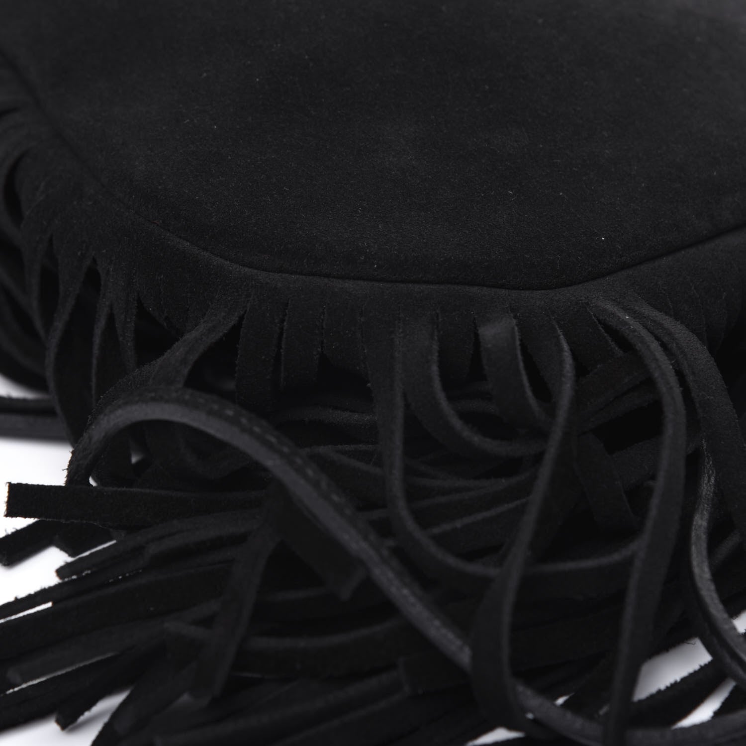 Saint Laurent Suede Fringe Flat Anita Crossbody Bag Black 8 of 16