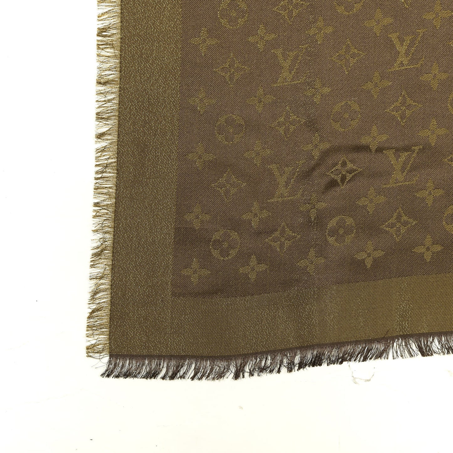 Silk Lurex Wool Monogram Shine Shawl Brown