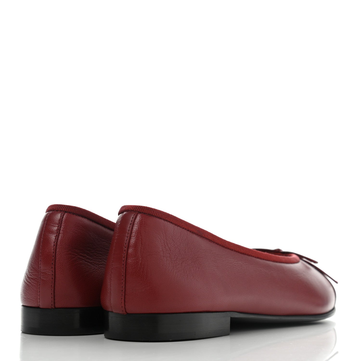 Chanel Lambskin Cap Toe Ballerina Flats 38 Burgundy 4 of 8