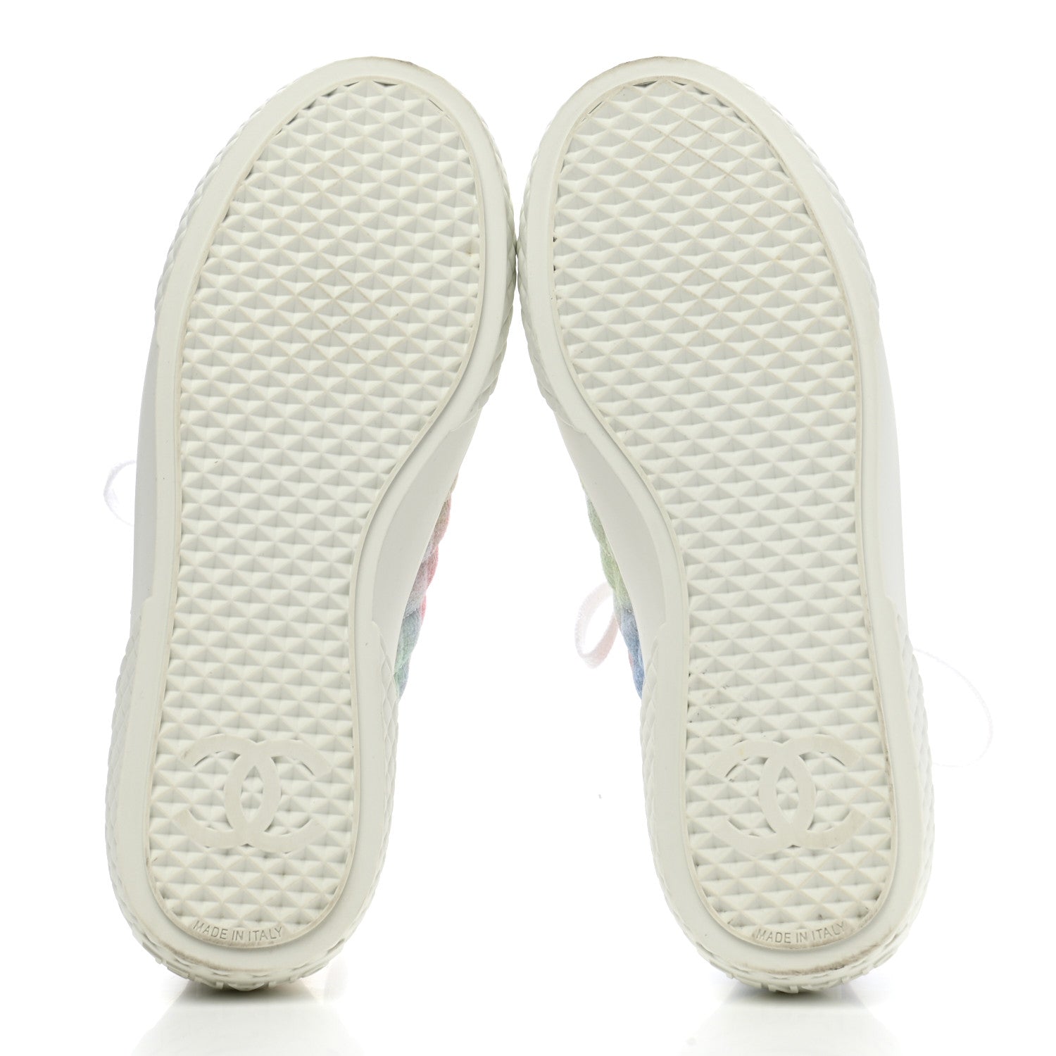 Chanel Printed Canvas CC Sneakers 35 Green Pink Blue White 5 of 9