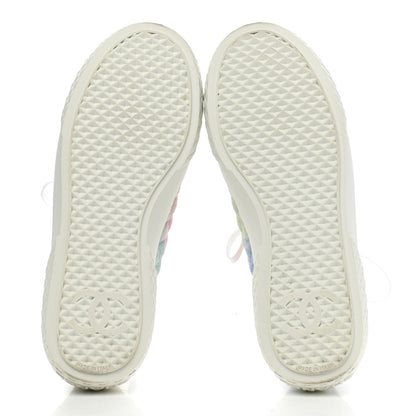 Chanel Printed Canvas CC Sneakers 35 Green Pink Blue White 5 of 9