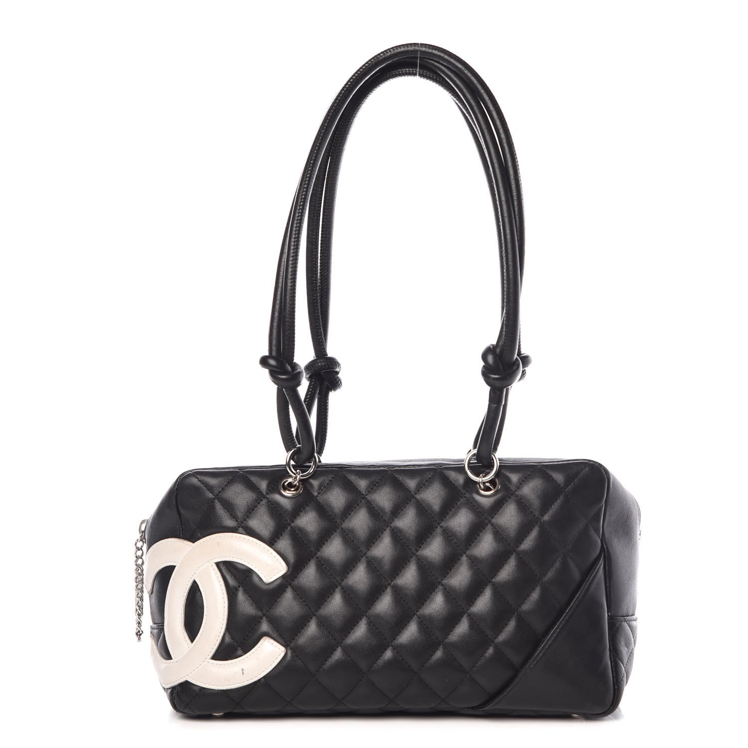 Chanel Calfskin Quilted Large Cambon Bowler Black White 1 of 9