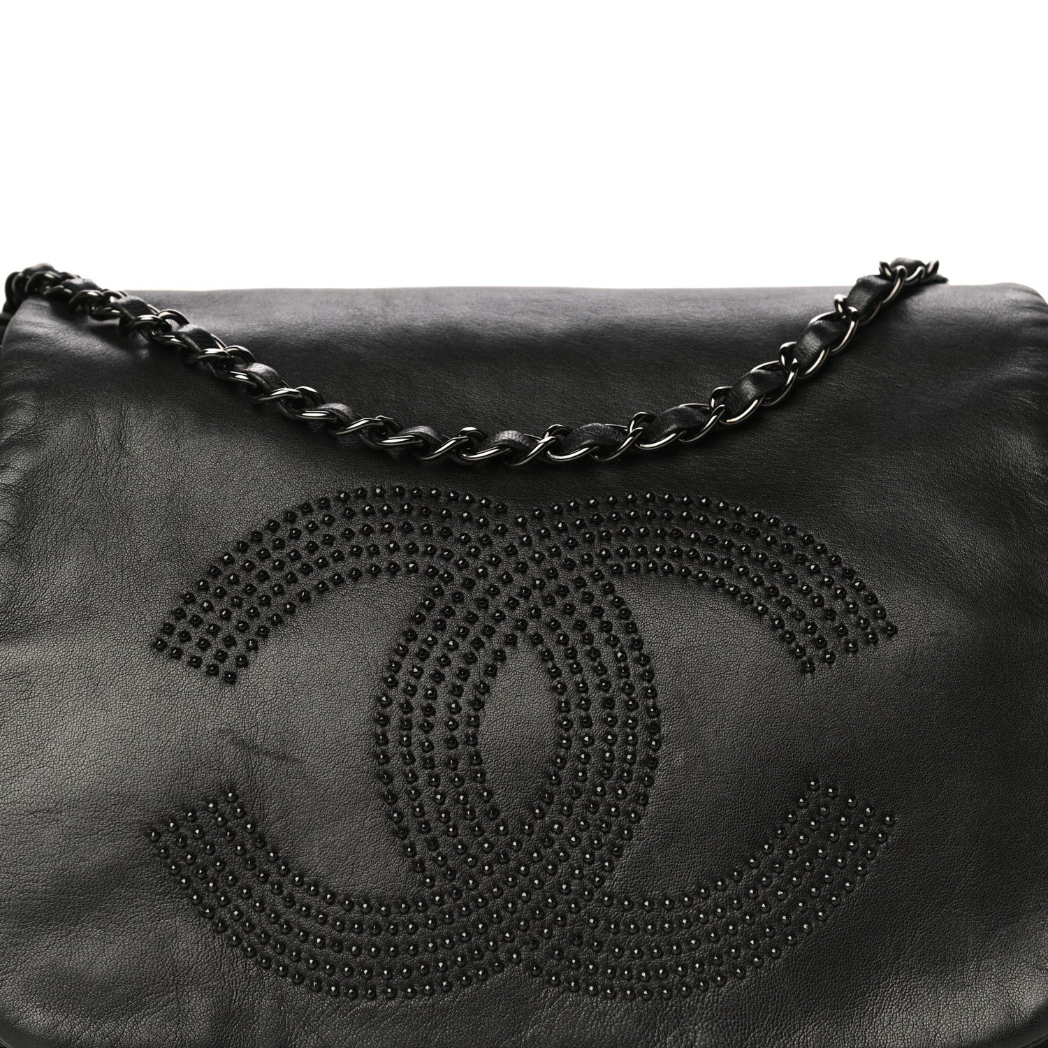 Chanel Lambskin Studded Accordion CC Flap Black 7 of 21