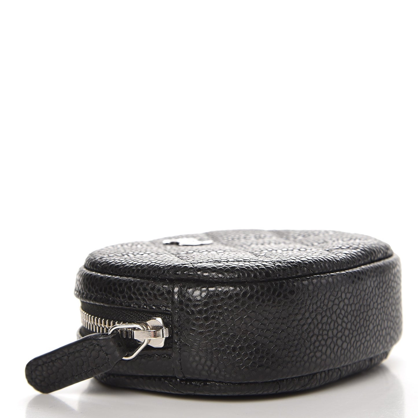 Metallic Caviar Quilted Zip Around Classic Coin Purse Black