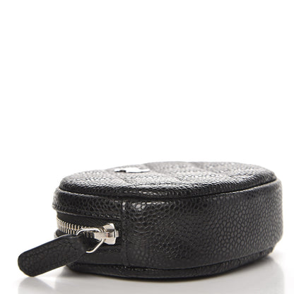 Chanel Metallic Caviar Quilted Zip Around Classic Coin Purse Black 4 of 8