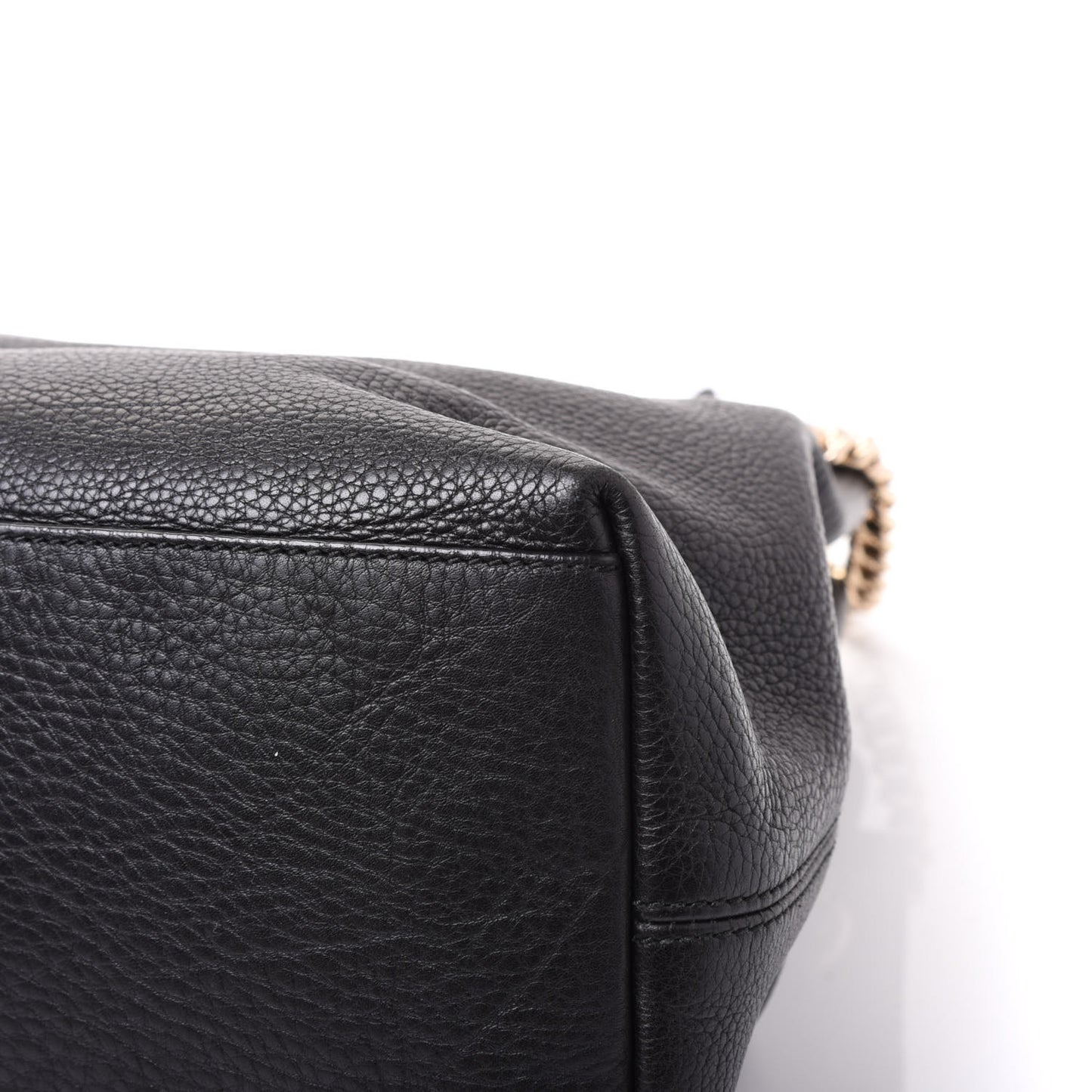 Pebbled Calfskin Medium Soho Chain Shoulder Bag Black
