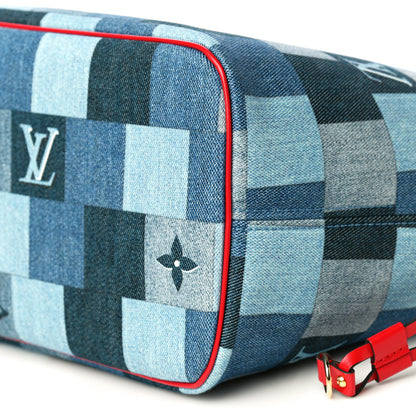 Louis Vuitton Denim Damier Monogram Patchwork Neverfull Blue Rouge 10 of 12