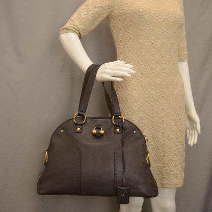 Saint Laurent Leather Large Muse Gray 2 of 7