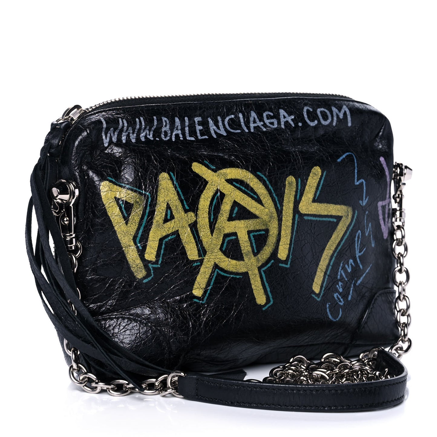 Agneau Classic Silver Hardware Graffiti Reporter XS Black