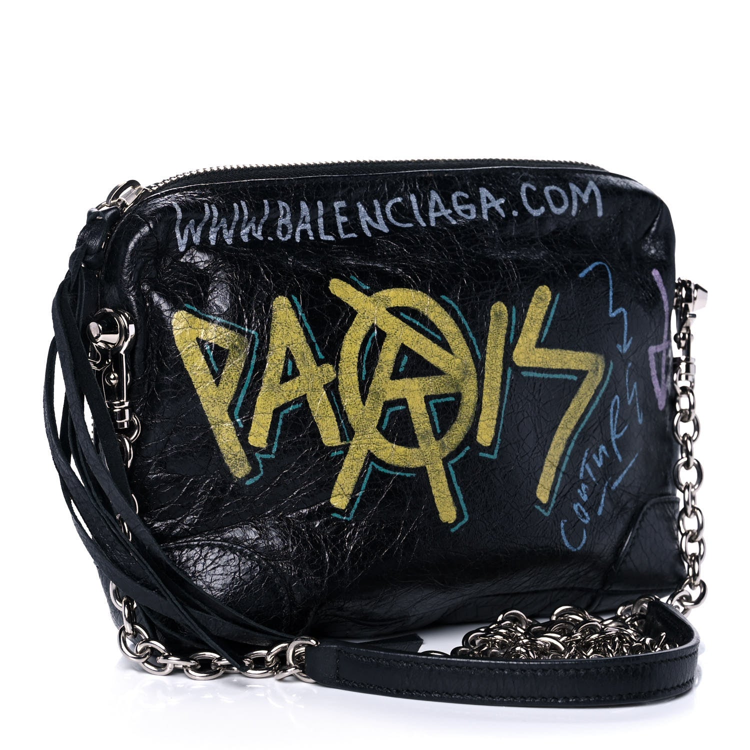 Balenciaga Agneau Classic Silver Hardware Graffiti Reporter XS Black 3 of 9