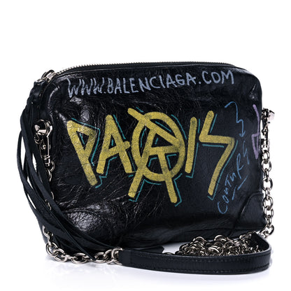 Balenciaga Agneau Classic Silver Hardware Graffiti Reporter XS Black 3 of 9