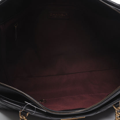 Chanel Calfskin Diamond Debossed Large Cosmos Zip Tote Black 5 of 7