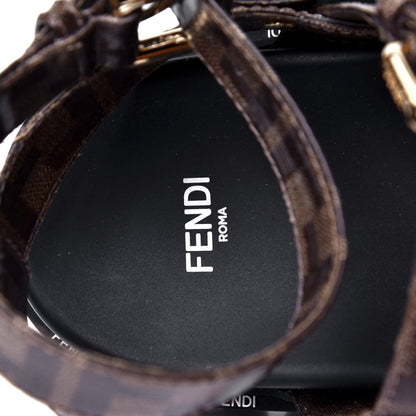 Fendi Vernice High-Tech Glazed Fabric FF Lug Sole Platform Sandals 40 Black Tobacco Moro 5 of 6