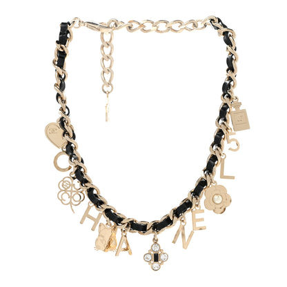 Chanel Lambskin Crystal CC Logo Charming Choker Gold Black 3 of 7