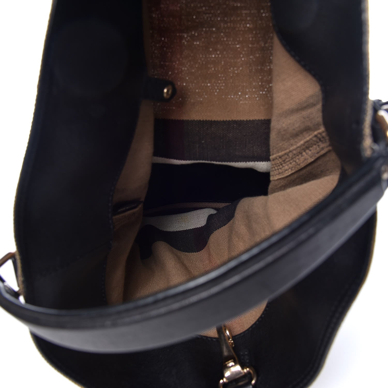 Burberry Canvas Mega Check Medium Ashby Hobo Black 6 of 32