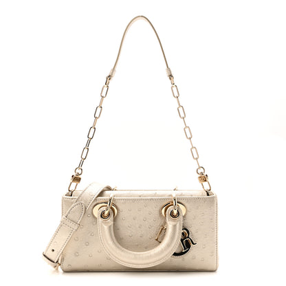 Christian Dior Metallic Ostrich Small Lady D-Joy Champagne 1 of 10