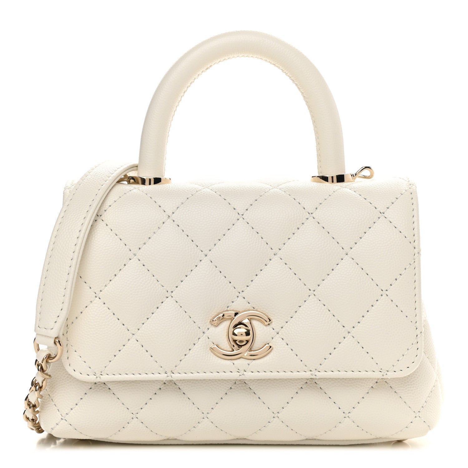 Chanel Caviar Quilted Extra Mini Coco Handle Flap White 1 of 11