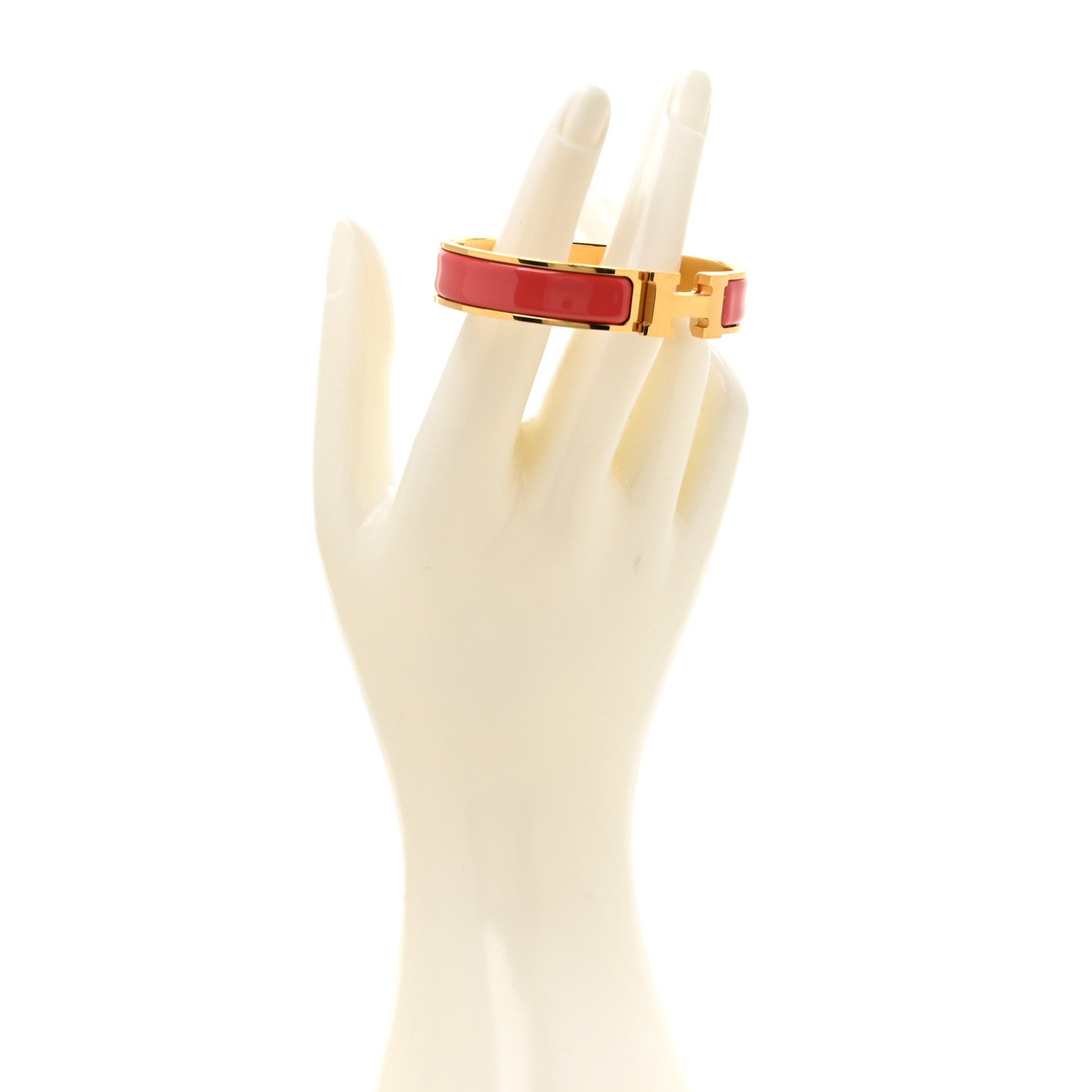 Hermes Enamel Narrow Clic Clac H Bracelet PM Rouge Corail 2 of 5