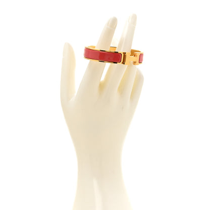 Hermes Enamel Narrow Clic Clac H Bracelet PM Rouge Corail 2 of 5