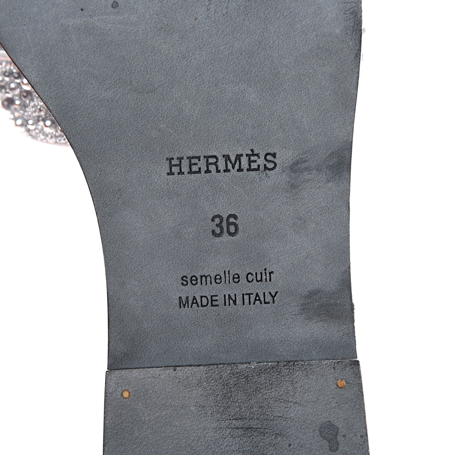 Hermes Suede Goatskin Crystal Oran Sandals 36 Gris Argente 8 of 12