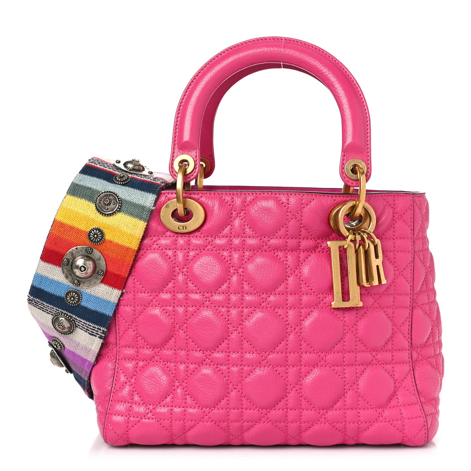Christian Dior Goatskin Cannage Medium Lady Dior Fuchsia 1 of 10