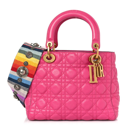 Christian Dior Goatskin Cannage Medium Lady Dior Fuchsia 1 of 10
